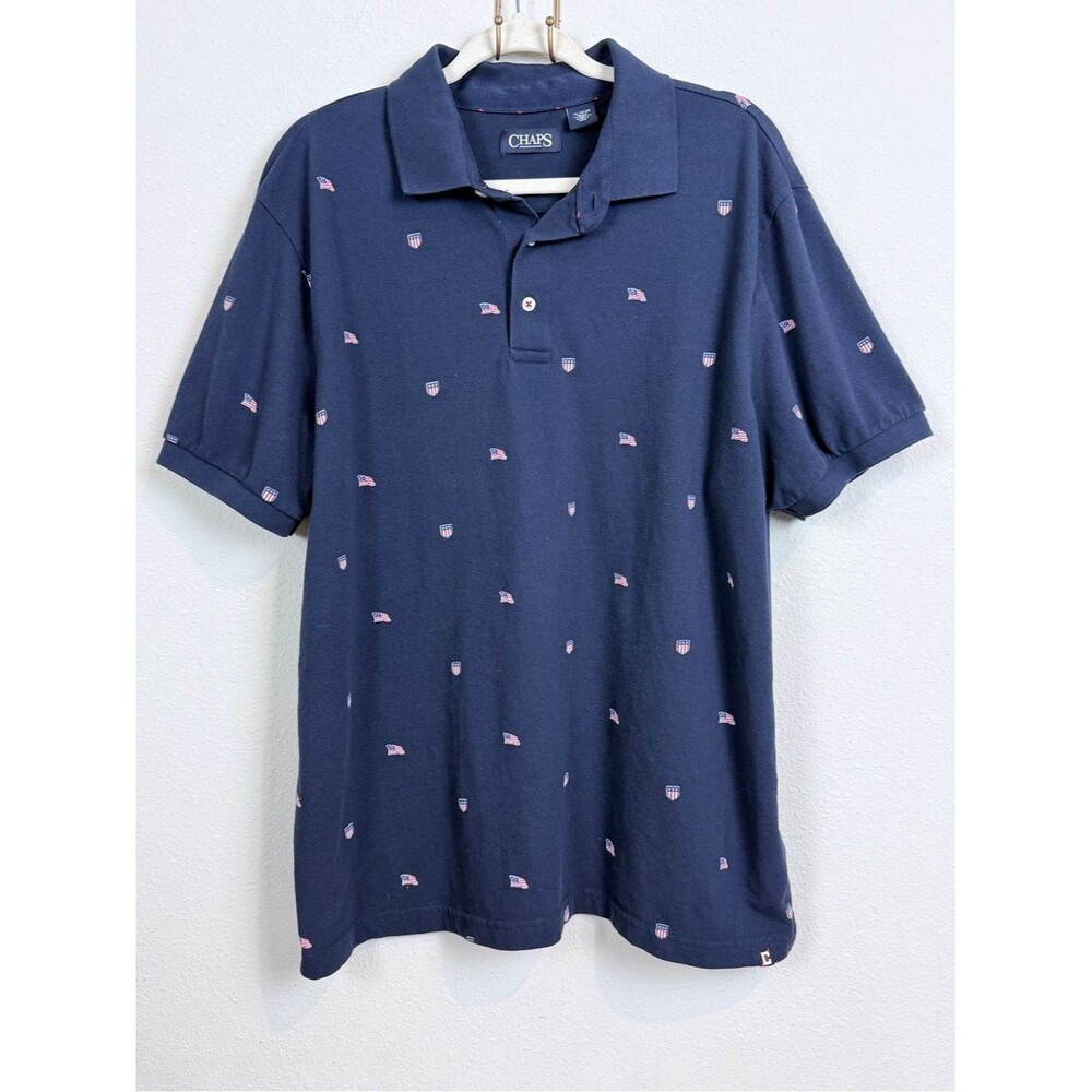 Chaps Navy Flag Short Sleeve Polo Shirt XL